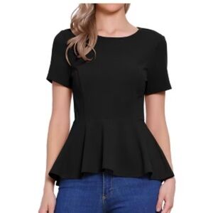 Allegra K Black Peplum Blouse